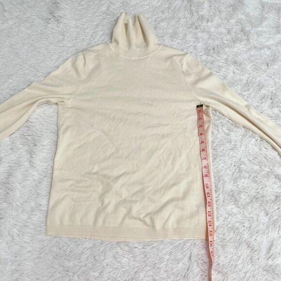 Women Talbots Petite Cotton Blend Turtleneck Sweatshirt in Cream Size Large - Picture 4 of 8